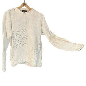 Vintage Margo’s Hong Kong Cream Knit Sweater Ramie Cotton Medium grandmacore